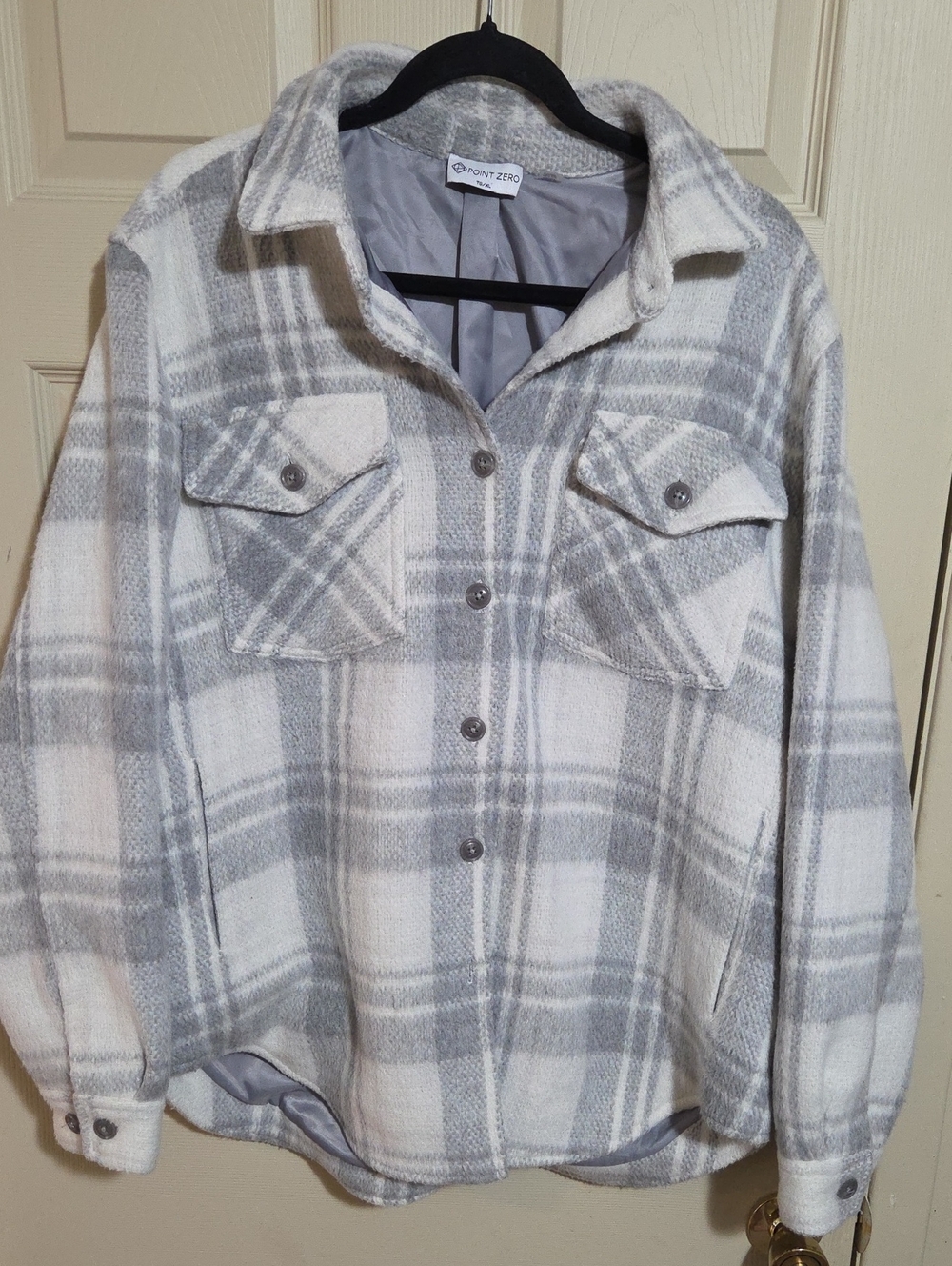 Point Zero Gray & White Plaid Utility Jacket